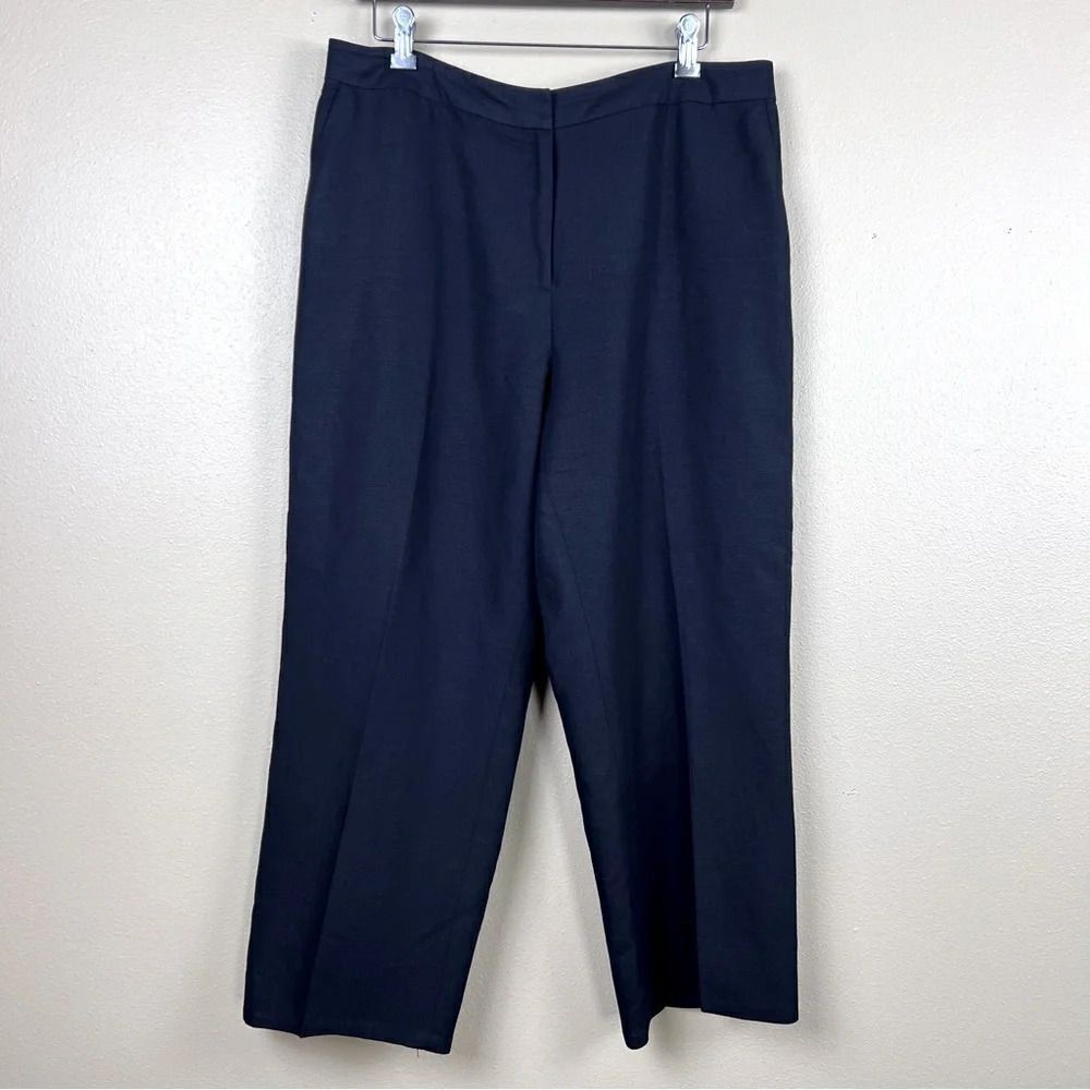 Annex Pants Linen Rayon Zipper Black Size 14